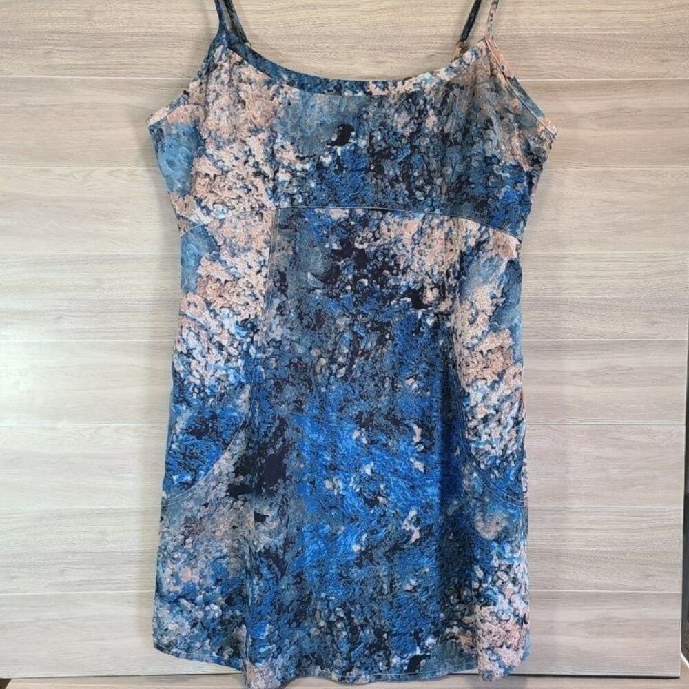 Hurley Womens L Dress Blue Pink Abstract Sleeveless Mini Summer Beach Sundress